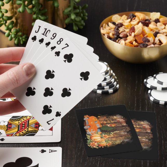 Herbstwoben, ein Auto, das mit Kürbis beladen wird Spielkarten (In Situ)