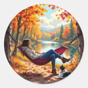 Herbstwoben und Herbstsegnungen Runder Aufkleber