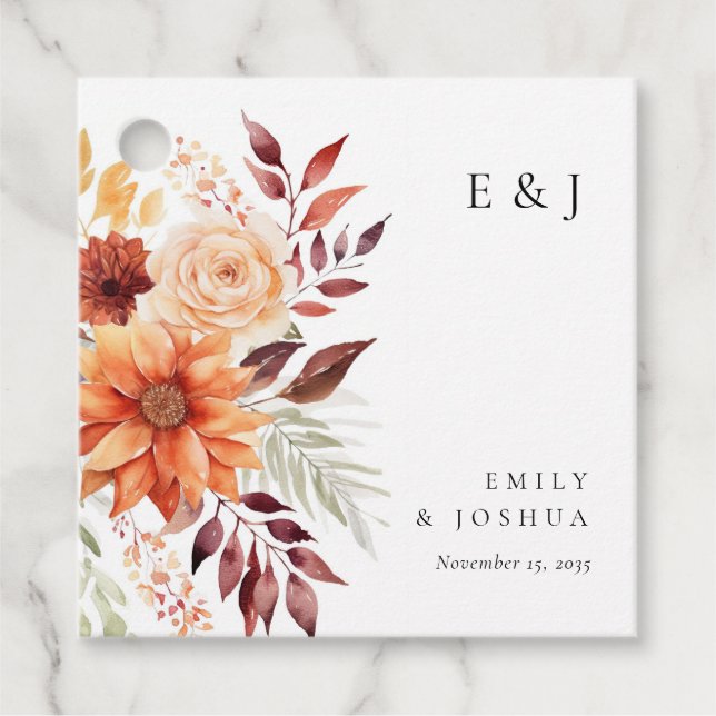 Herbstwoche Floral Boho Hochzeit Geschenkanhänger (Vorderseite)
