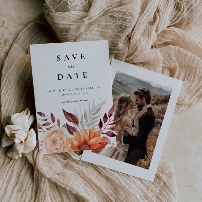 Herbstwoche Floral Boho Hochzeit Save The Date (Von Creator hochgeladen)