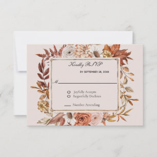 Herbstwoche lässt florale feierliche Hochzeit RSVP Karte