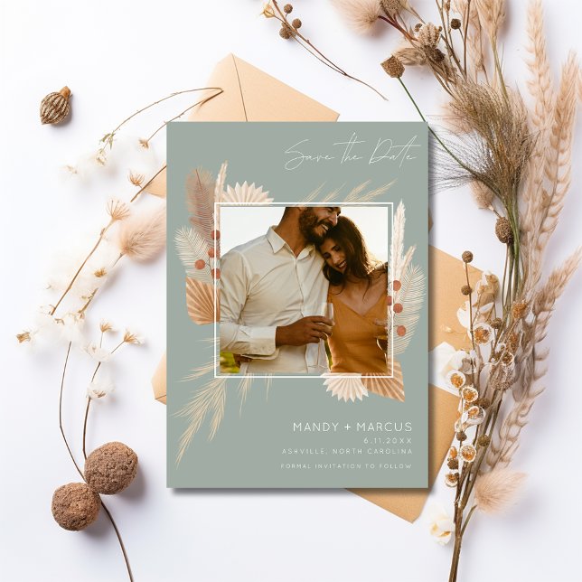 Herbstwochenende Foto Hochzeit Save The Date (Fall Autumn Outdoor Wedding Photo Save The Date)