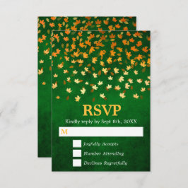Herbstwochenende mit Gold und Green Grunge RSVP Karte