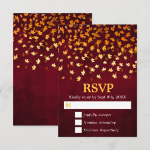 Herbstwochenende mit Gold und Red Grunge RSVP Karte