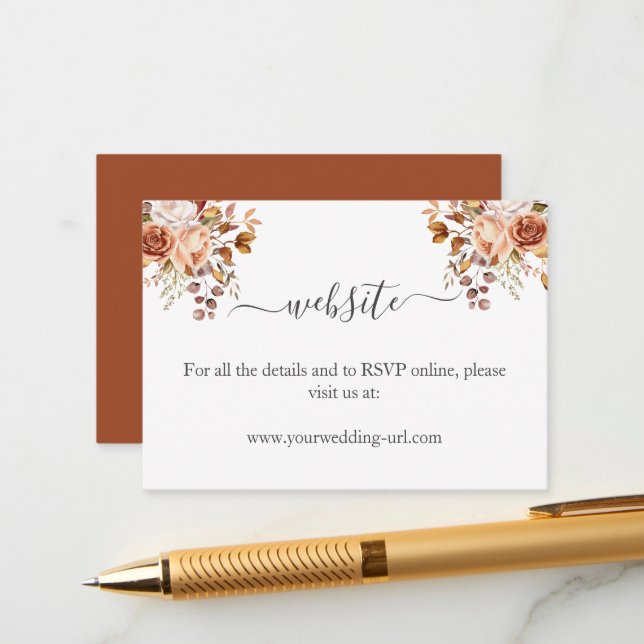 Herbstwochenende Rustikale Boho Hochzeit Begleitkarte (Vorderseite/Rückseite Beispiel)