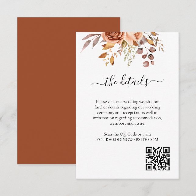 Herbstwochenende Rustikale Boho Hochzeit Begleitkarte (Vorne/Hinten)