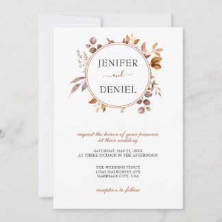 Herbstwochenende Rustikale Boho Hochzeit Einladung