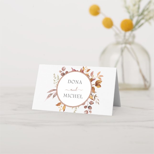 Herbstwochenende Rustikale Boho Hochzeit Platzkarte (Rückseite)