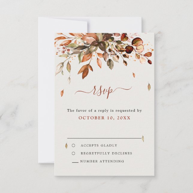 Herbstwochenende Rustikale Boho Hochzeit RSVP Karte (Vorderseite)