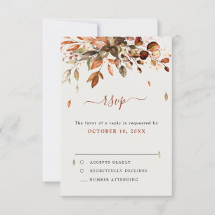Herbstwochenende Rustikale Boho Hochzeit RSVP Karte