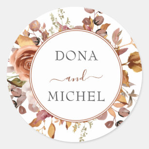 Herbstwochenende Rustikale Boho Hochzeit Runder Aufkleber