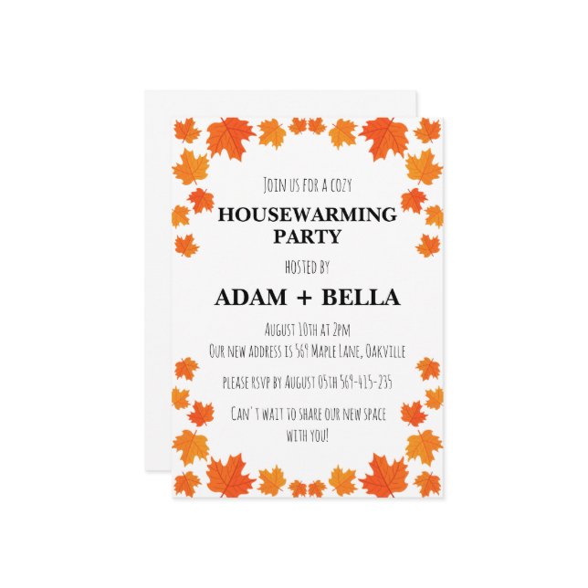 Herbstwohnung Einladungen (Vorderseite/Rückseite Beispiel)