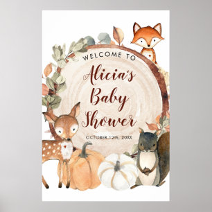 Herbstwoodland Babydusche Begrüßungszeichen Poster