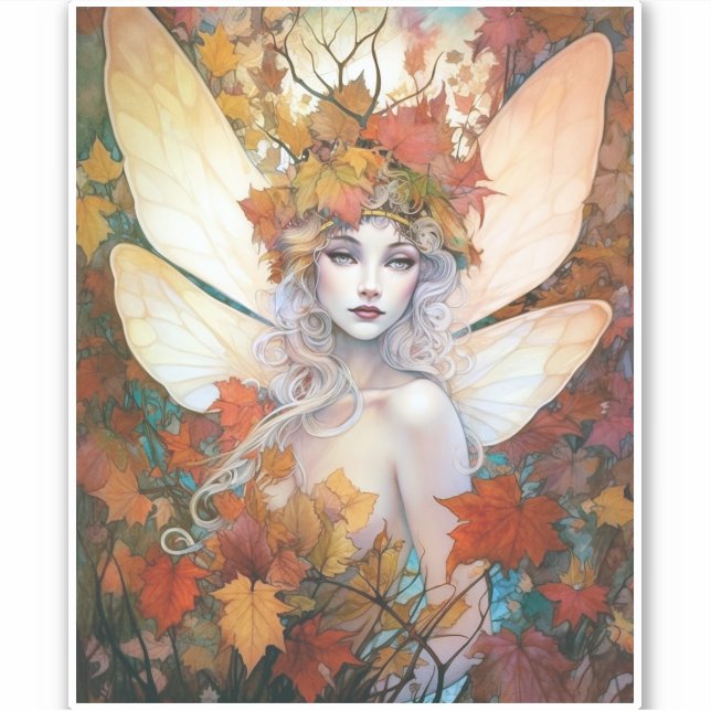 Herbstwoodland Faiasy Fantasy Art Aufkleber (Vorderseite)