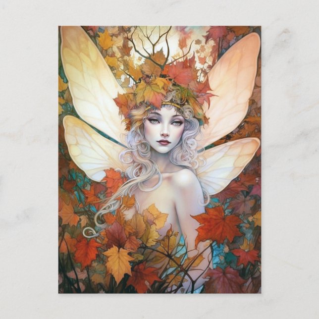Herbstwoodland Faiasy Fantasy Art Postkarte (Vorderseite)