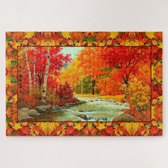 Herbstwoods Herbstlaube farbenfroh Oktober 1000 Puzzle (Horizontal)