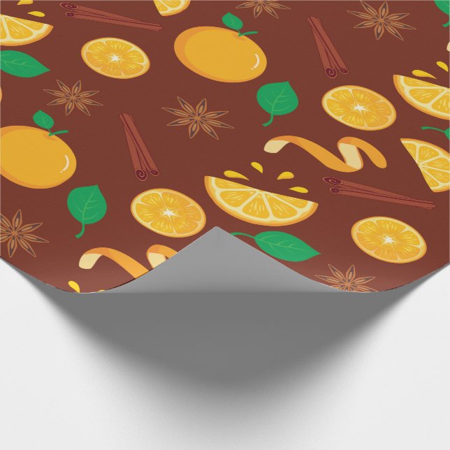 HerbstZimt, Orangen, Sternanis Nahtloser Herbst Geschenkpapier (Ecke)