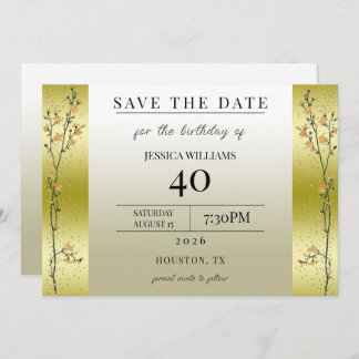 Herbstzweige, Confetti Gold Save the Date Einladung