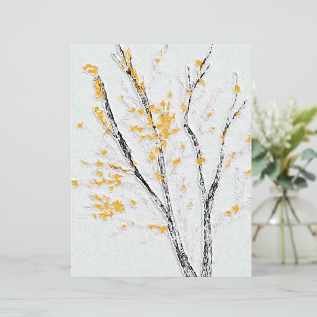 Herbstzweige mit gelben Herbstlauben (Stehend Vorderseite)