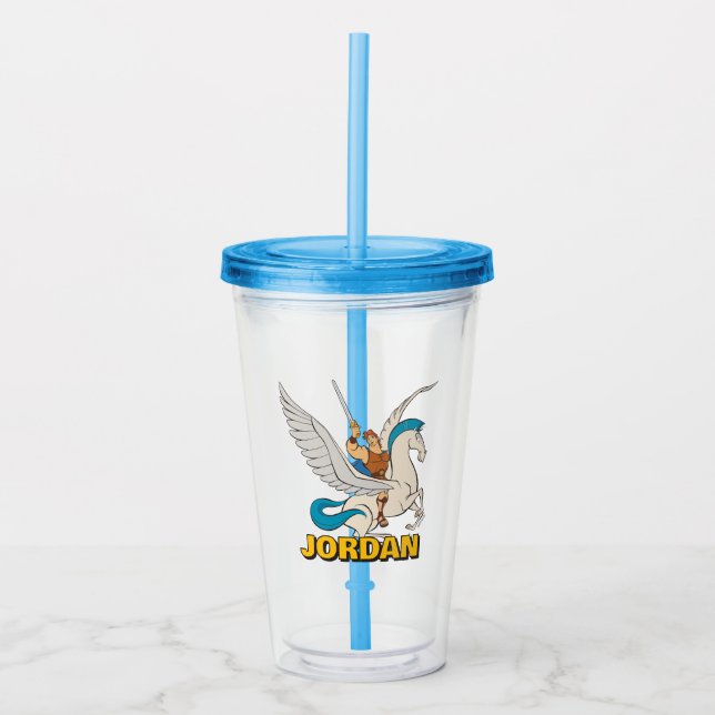 Hercules reitet auf Pegasus Acryl Tumbler Acryltrinkbecher (Vorderseite)