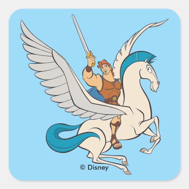 Hercules Riding Pegasus Square Sticker (Vorderseite)