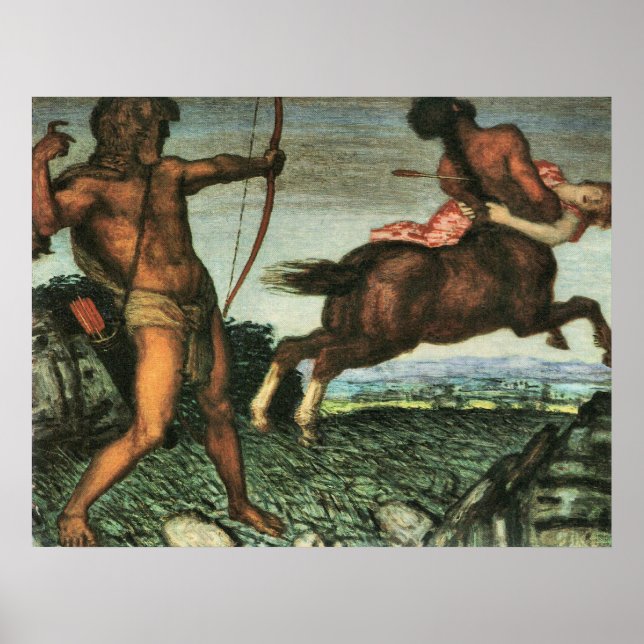 Hercules und Nessus von Franz von Stuck Poster (Vorne)