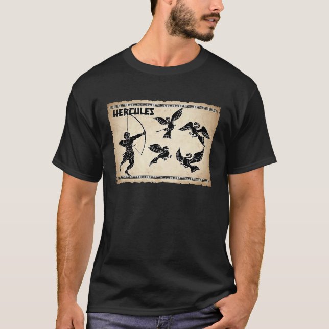 Hercules vs Birds Greek Mythology Fans  Ancient Gr T-Shirt (Vorderseite)
