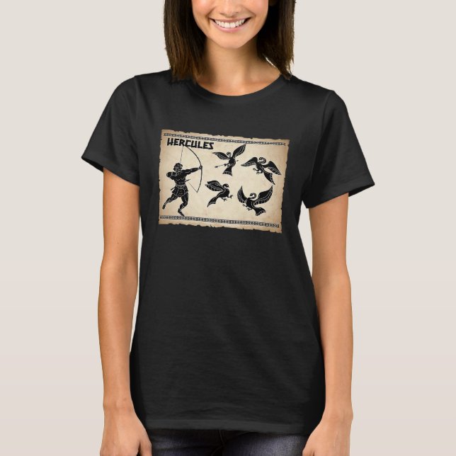 Hercules vs Birds Greek Mythology Fans  Ancient Gr T-Shirt (Vorderseite)