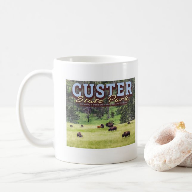 HERD BISON - KUNDENPARK STAAT - SÜDDAKOTA KAFFEETASSE (Mit Donut)
