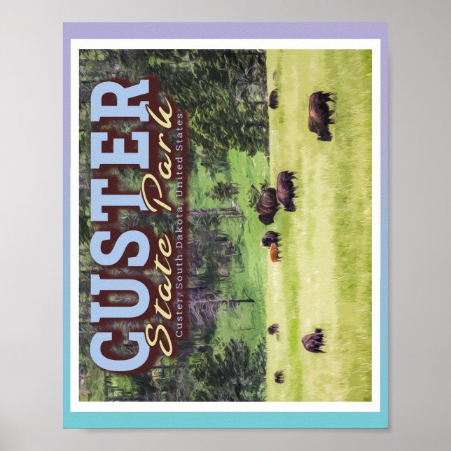 HERD BISON - KUNDENPARK STAAT - SÜDDAKOTA POSTER (Vorne)