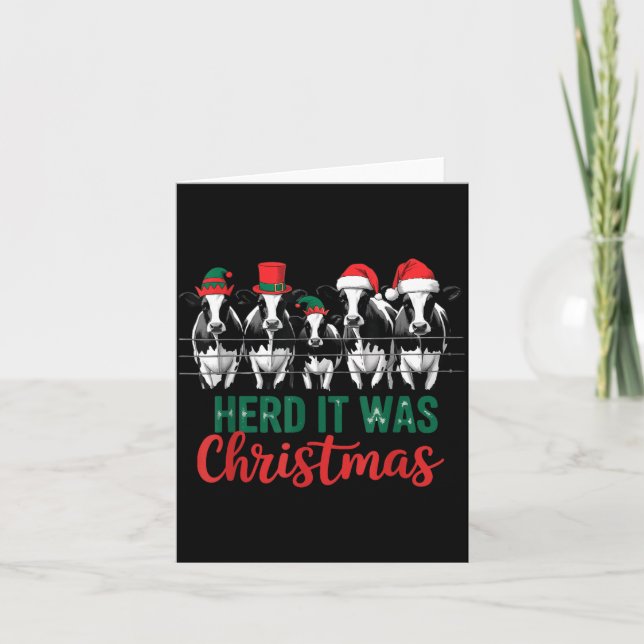Herd It Was Christmas Cute Festive Cows Xmas Holid Karte (Vorderseite)