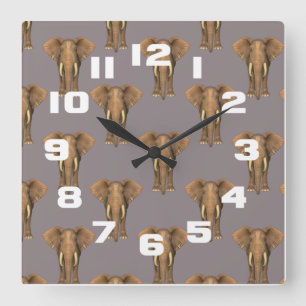 Herd of Elephants Quadratische Wanduhr