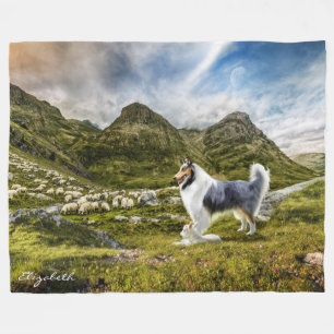 Herde "Blue Merle Collie Sheep" - Personalisiert Fleecedecke