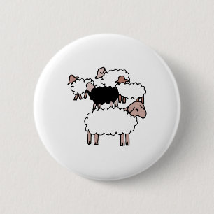Herde Schafe mit schwarzem Schaf Button