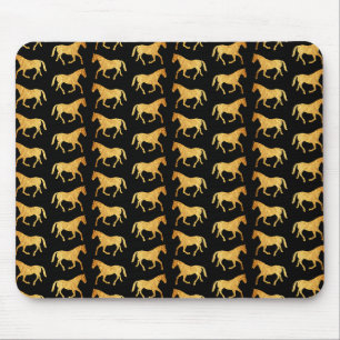 Herde von Golden Horses gepflastertes Muster Mousepad
