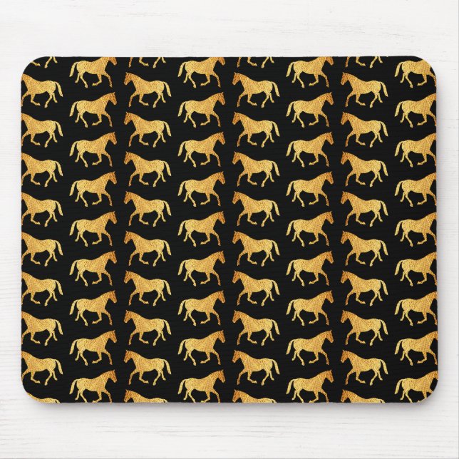 Herde von Golden Horses gepflastertes Muster Mousepad (Vorne)