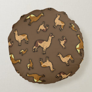 Herde von Lamas Rundes Kissen