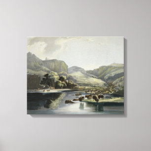 Herden des Bisons und der Elche auf dem Oberleder Leinwanddruck