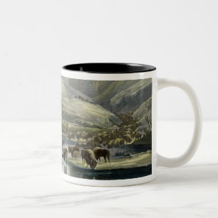 Herden des Bisons und der Elche auf dem Oberleder Zweifarbige Tasse
