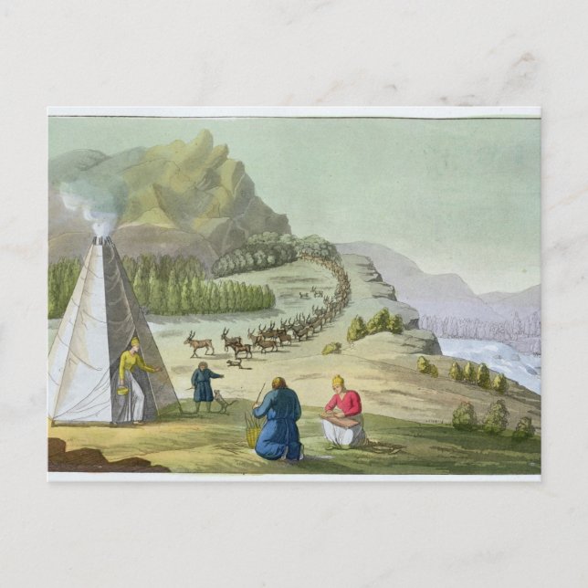 Herding Rentier, Lappland, Platte 47 von 'Le Costu Postkarte (Vorderseite)