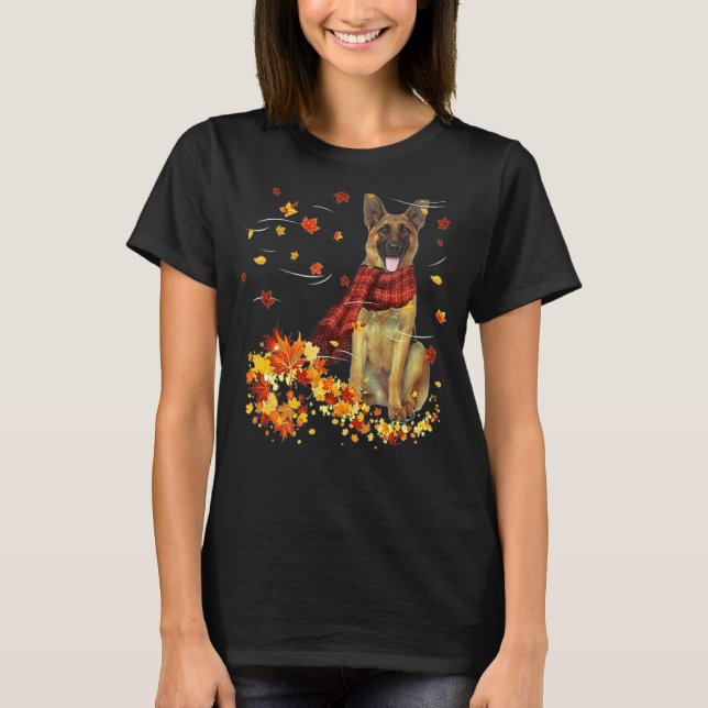 Herdschuppen - Hunde Herbstblätter T-Shirt (Vorderseite)