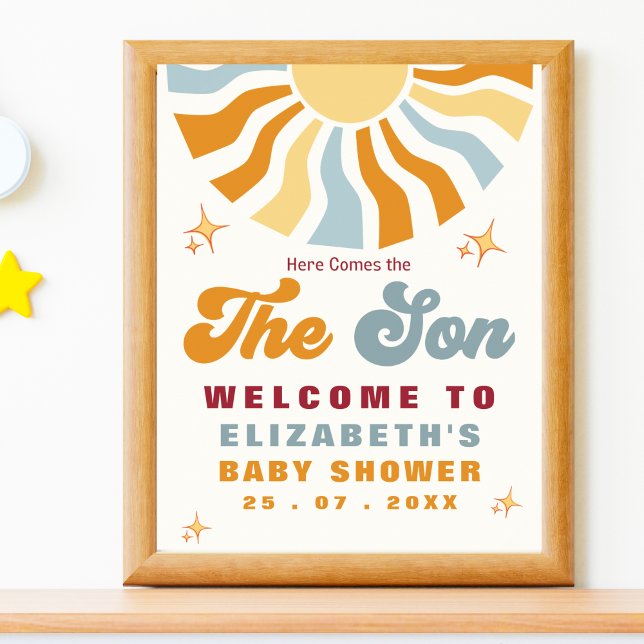 Here come the son - Retro Sun Baby Shower Poster (Von Creator hochgeladen)