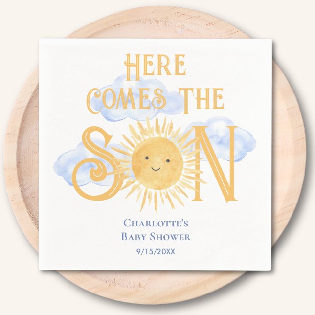 Here Come The Son Sunshine Baby Shower  Serviette (Von Creator hochgeladen)