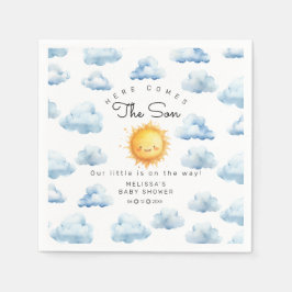 Here comes the Son Baby Boy Shower Serviette