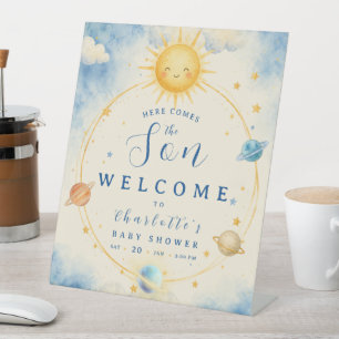 Here Comes the Son Baby Boy Shower Tischschild Sockelschild