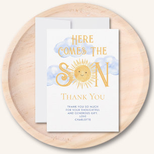 Here Comes The Son Baby Shower  Dankeskarte