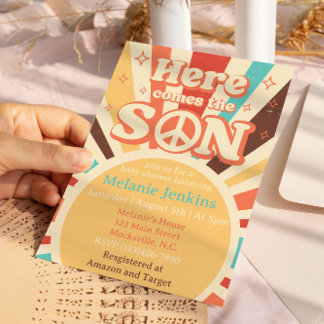 Here Comes The Son Baby Shower  Einladung
