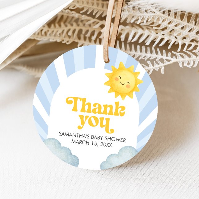 Here Comes the Son Baby Shower Geschenkanhänger (Here Comes the Sun Baby Shower Favor Tags)