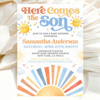 Here Comes The Son Baby Shower Invitation Einladung