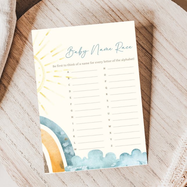 Here Comes The Son Baby Shower Name Race Game (Here Comes the Son Baby Shower Game)